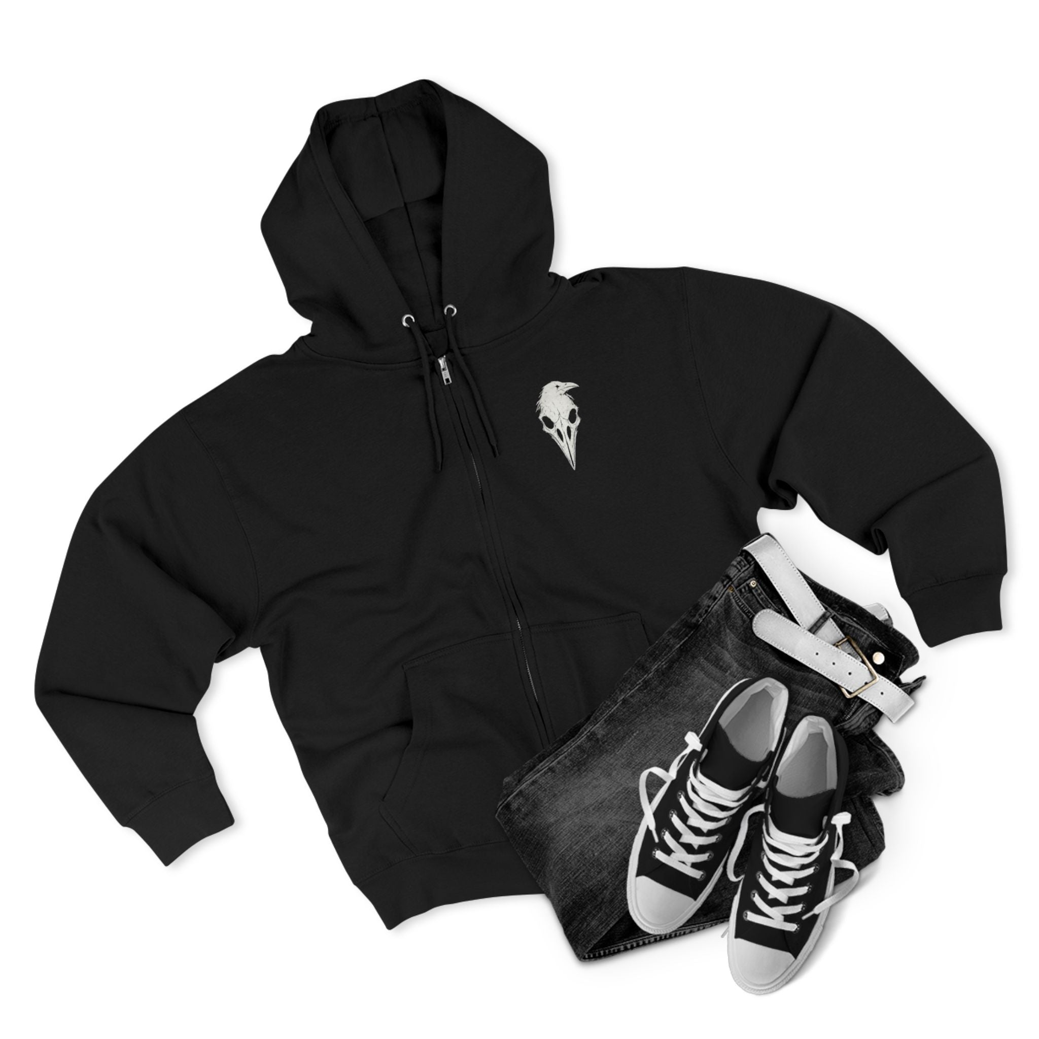 Skull & Raven Rune Zip Hoodie